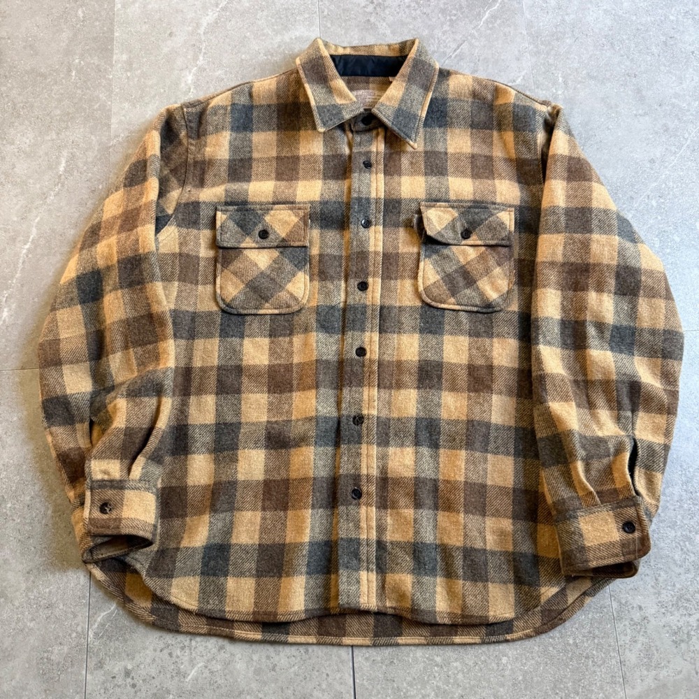Vintage Sears Wool Blend Plaid Flannel Shirt XL